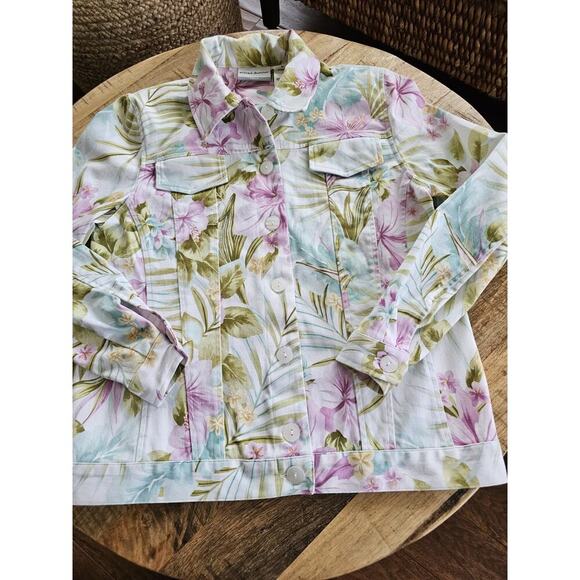 ALFRED DUNNER Tropical Floral Stretch Jacket Womens 6P Hawaiin Blooms EUC - Picture 6 of 9